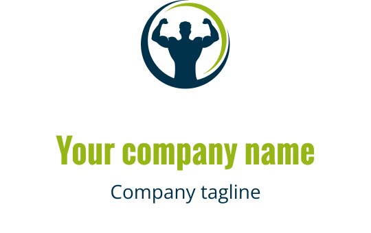 Logo design audace in blu navy e oro con elementi dinamici di fitness