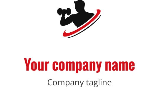 Logo dinamico con silhouette di sollevatore e tipografia audace