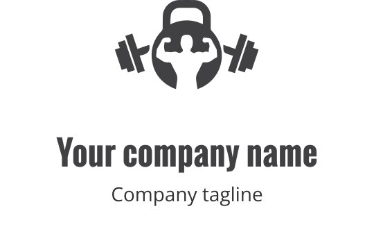 Logo grigio audace con pesi stilizzati in un layout moderno