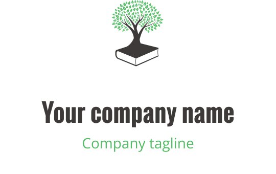Logo moderno in lime e grigio con forma astratta di un libro