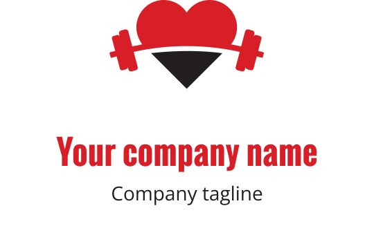 Logo design audace in nero e rosso con una forma di cuore stilizzata