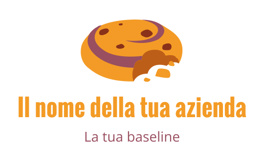 Logo di un biscotto giocoso con gocce di cioccolato e un volto sorridente