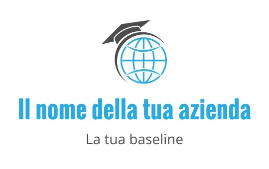 Logo moderno di un globo con un cappello di laurea in blu e nero