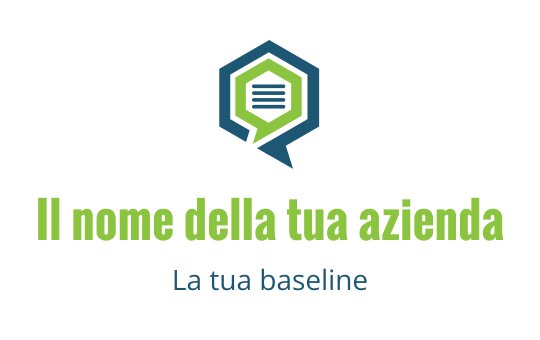 Design del logo esagonale moderno con una bolla di dialogo e testo sovrapposto