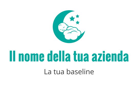 Logo design di un bambino giocoso in una luna crescente con stelle