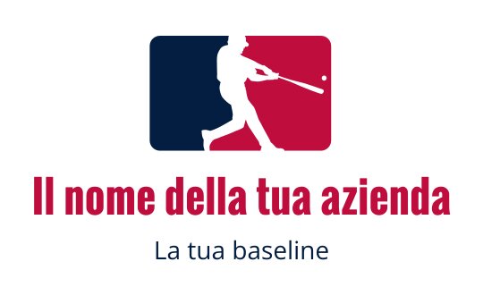 Logo dinamico con un battitore in azione e elementi rossi e blu