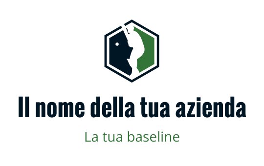 Logo esagonale con silhouette e accenti verdi