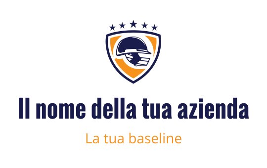 Logo design di uno scudo audace con un elmo e stelle in blu navy e arancione
