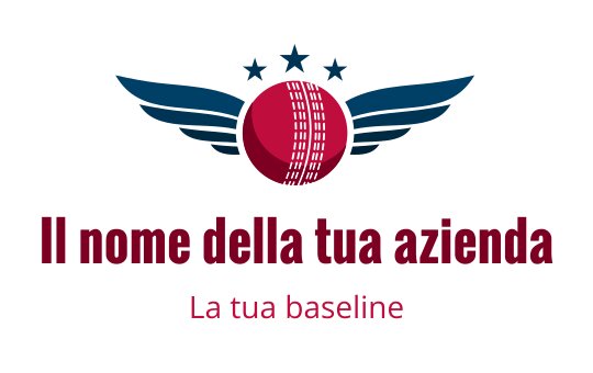 Logo di una palla da cricket audace con ali e stelle sopra