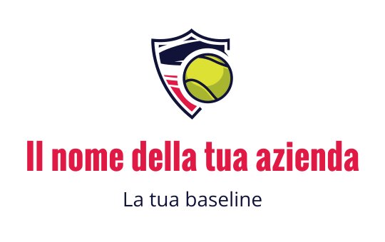 Logo a scudo con una pallina da tennis e accenti rossi