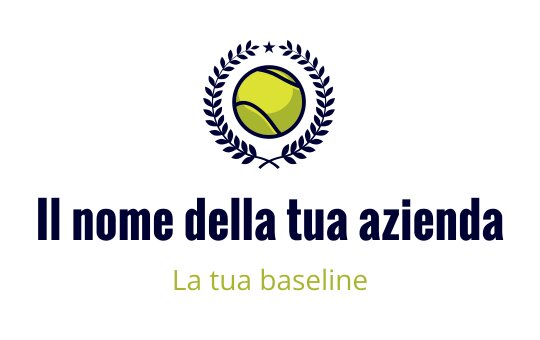 Logo di tennis moderno con una palla gialla e una corona di alloro