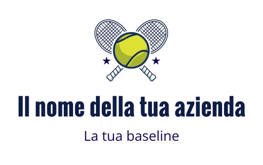 Logo di tennis moderno con racchette incrociate e una palla gialla