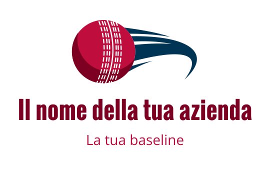 Logo di una palla da cricket dinamica con linee di movimento blu e rosse