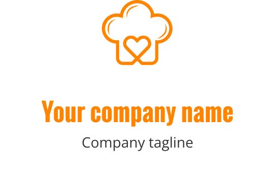 Logo di un cappello da chef giocoso con un cuore al centro