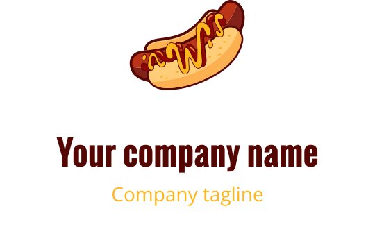 Logo di un hot dog giocoso con senape e panino