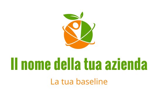Logo design vivace con elementi di foglia verde e cerchio arancione