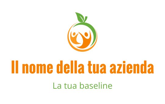 Logo design giocoso arancione con due figure e una foglia