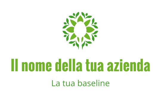 Logo moderno verde con una corona di foglie e forma centrale