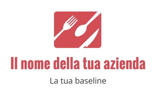 Design del logo moderno con una forchetta, un cucchiaio e un coltello in rosso e nero