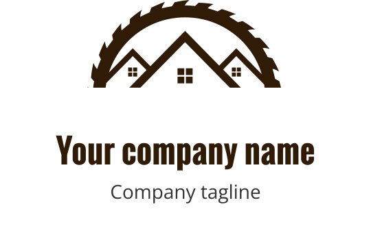 Design del logo moderno con case stilizzate e un elemento di lama circolare