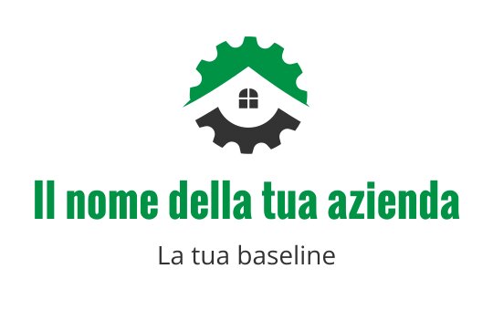 Design del logo moderno con una casa e un ingranaggio in verde e nero