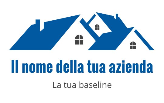 Logo design di una casa moderna blu con più tetti e finestre