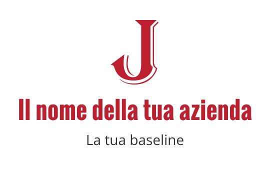 Logo design con la lettera J rossa in grassetto e un elemento ad uncino
