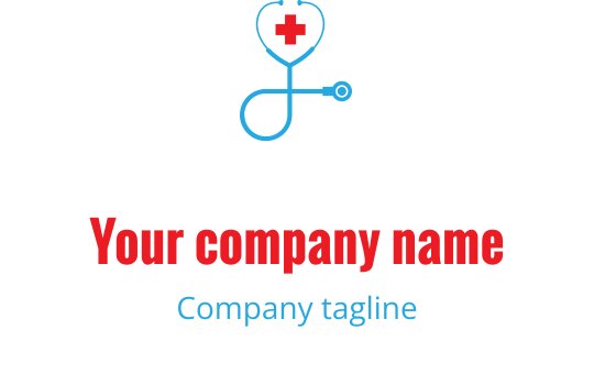 Logo design moderno di uno stetoscopio con simbolo di cuore e croce