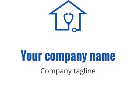Logo di una casa moderna con un stetoscopio e un dettaglio circolare