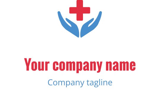 Logo di mani premurose con una croce rossa sopra