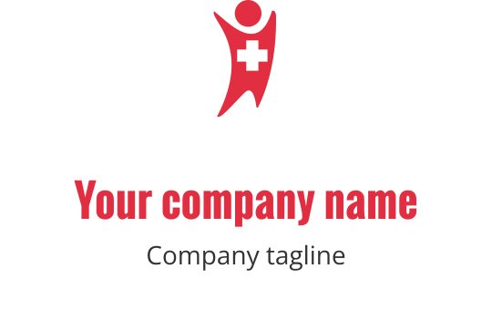 Logo dinamico rosso con una figura stilizzata e una croce