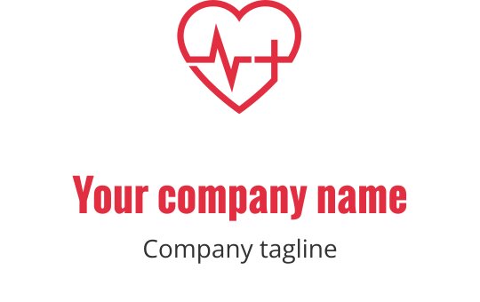 Logo a forma di cuore con linea del battito cardiaco e croce rossa