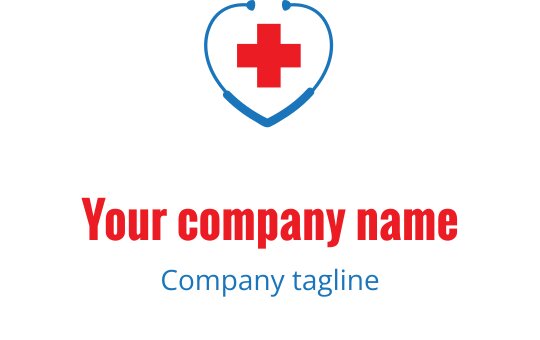 Logo a forma di cuore con stetoscopio e simbolo della croce rossa
