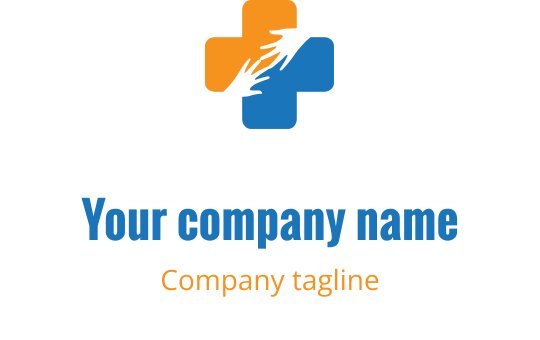 Design del logo moderno con una croce colorata e elementi ondulati dinamici