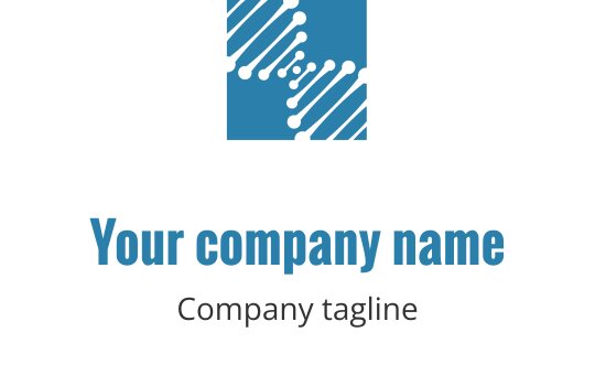 Logo in turchese con filamenti di DNA intrecciati in stile moderno