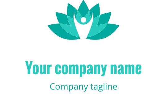 Logo design elegante di un fiore di loto turchese con petali arrotondati