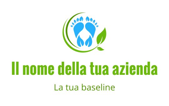 Design del logo moderno con impronte blu e foglie verdi in un layout circolare