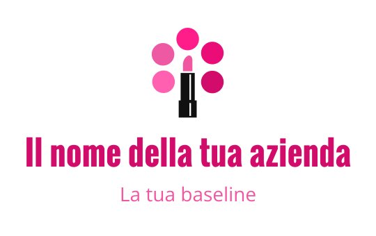 Logo colorato con rossetto ed elementi circolari nei toni del rosa
