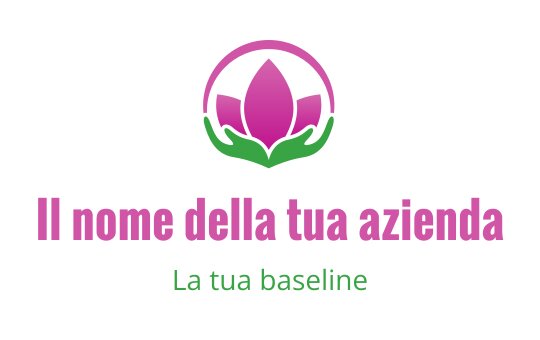 Design del logo elegante con loto rosa, mani verdi e contorno circolare