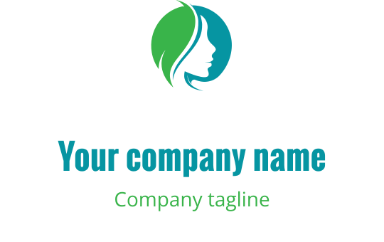 Design del logo moderno con una silhouette profilo e elementi verdi e blu