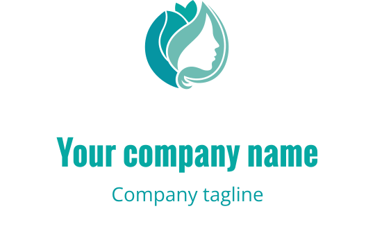 Logo elegante con silhouette profilo, capelli fluenti e foglie