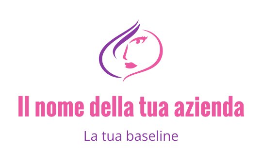 Logo elegante con il volto stilizzato di una donna in rosa e viola