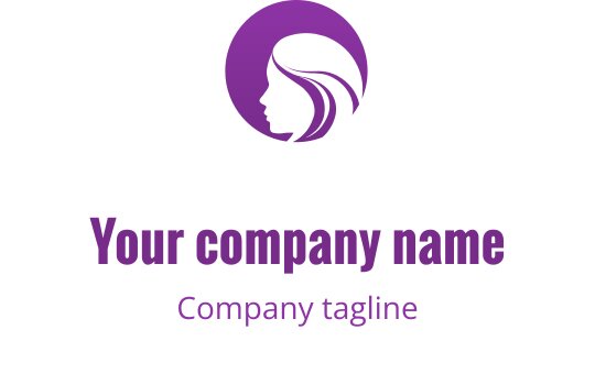 Logo elegante di colore viola con silhouette stilizzata di una donna