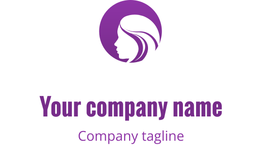 Logo elegante di colore viola con silhouette stilizzata di una donna