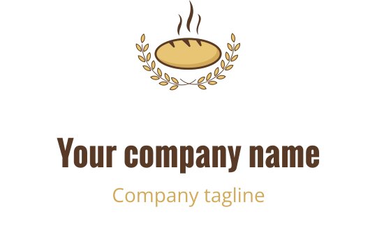 Logo design in corallo caldo e marrone con una pagnotta stilizzata