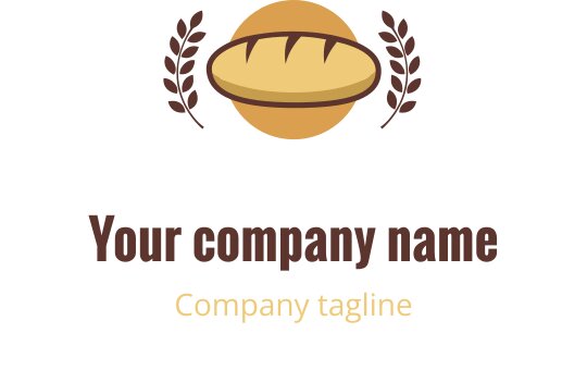 Logo design in corallo caldo e marrone con una pagnotta stilizzata