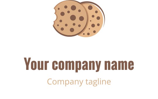 Logo di biscotti giocoso con due biscotti al cioccolato