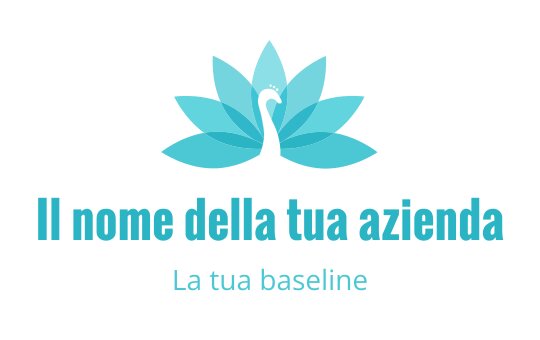 Logo di un elegante pavone con petali turchesi e silhouette aggraziata