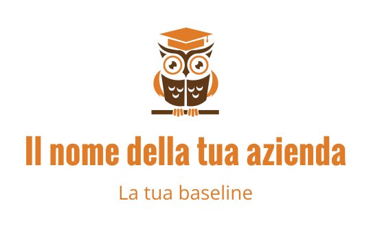 Logo di un gufo giocoso con cappello di laurea e accenti arancioni caldi