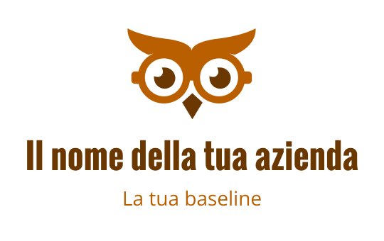 Logo di un gufo creativo con grandi occhi rotondi arancioni